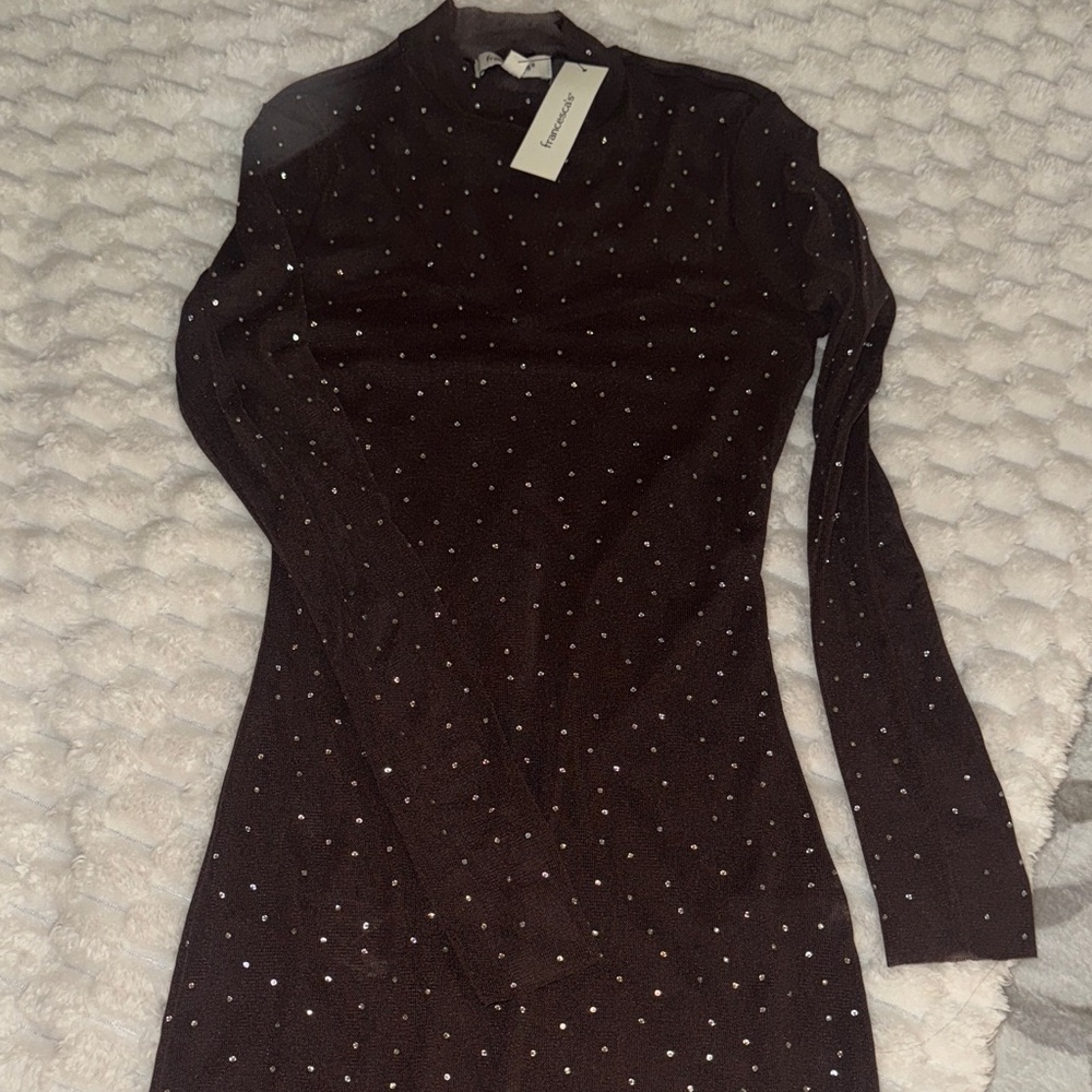 Elegant chocolate brown Dress with Sparkling Accents